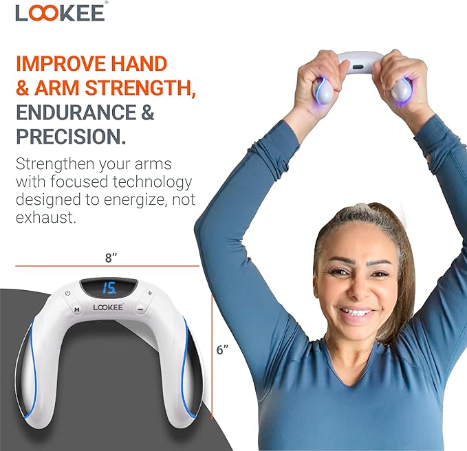 LOOKEE Arm Exerciser with 15 Levels | Arm Workout Equipment | Forearm & Hand Strengthener | Hand Strengthening Device for All Ages
