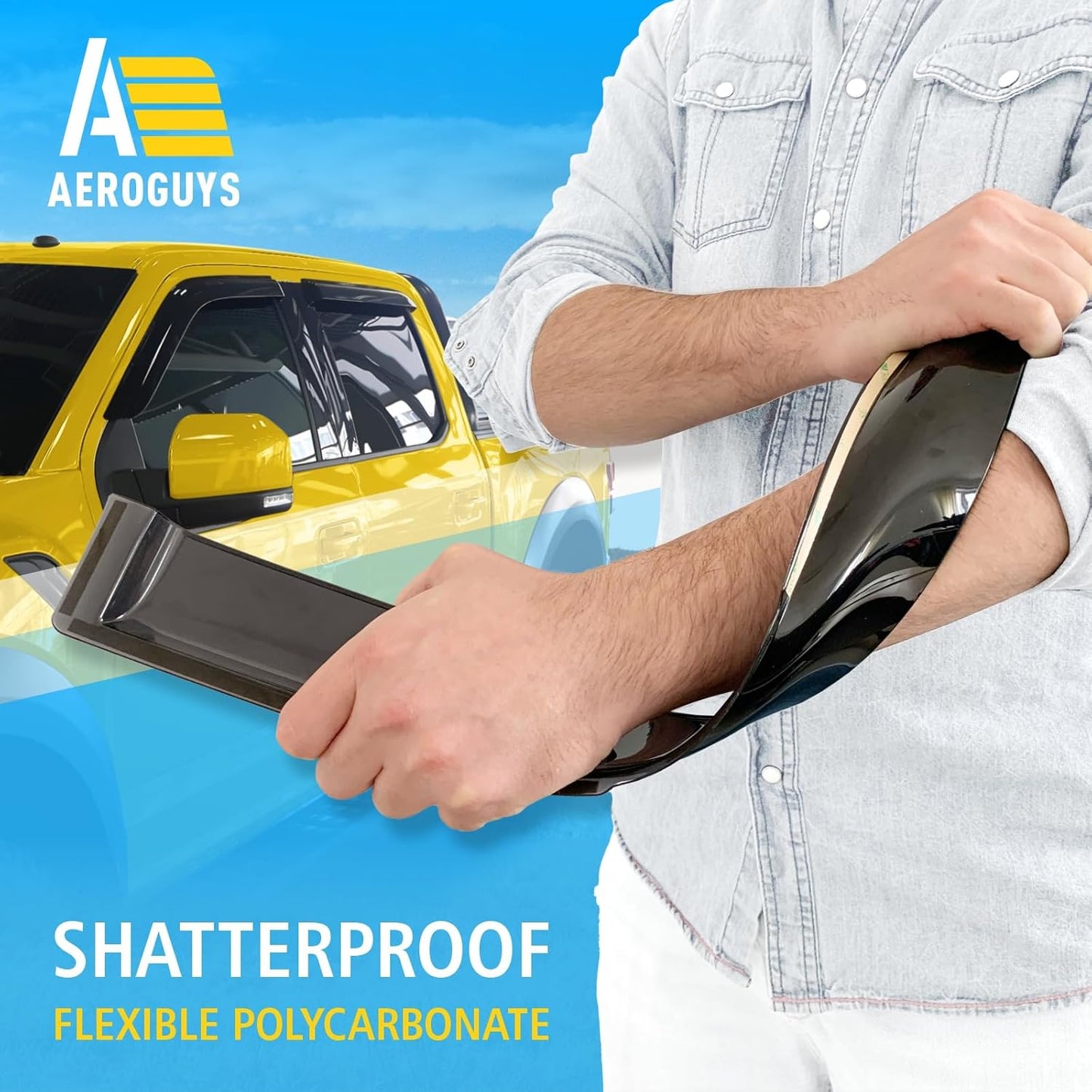 Extra Durable Window Deflectors Tape-On Window Visors Rain Guards Fit for Ford F150 2015-2025 SuperCrew, Sun Visors, Wind Vent for Shades, Exterior Car Accessories - 4pcs. AG0050