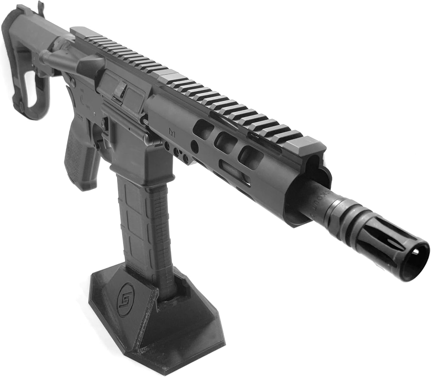 Spartan Mounts Locking .223/5.56 Rifle Mount Wall Display | Low Profile Floating Design Vertical and Horizontal Mounting Solution | Gun Room Safe Storage Organzation | Made in USA