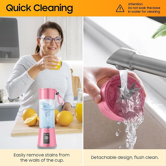 Personal Blender for Shakes and Smoothies - 2025 New Upgrade Cordless Portable Blender USB-C Rechargeable, 380Ml BAP Free Juice Cup, 6 Blades Freshly Squeezed for Picnic/Sprots, 20000Rpm/Min Speed