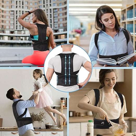 Back Brace Posture Corrector for Women and Men, Full Back Support, Back Pain Relief, Scoliosis and Hunchback Correction Black (Black, X-Large)