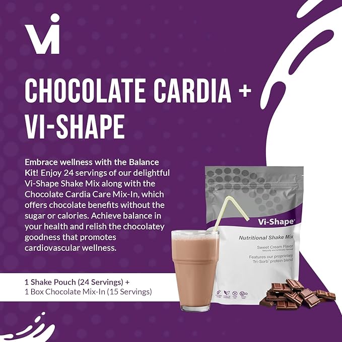 Chocolate Cardia + Vi-Shape - 1 Shake Pouch (24 Servings) + 1 Box Chocolate Mix-In (15 Servings) Delicious Chocolate Goodness, Formerly Known as Visalus