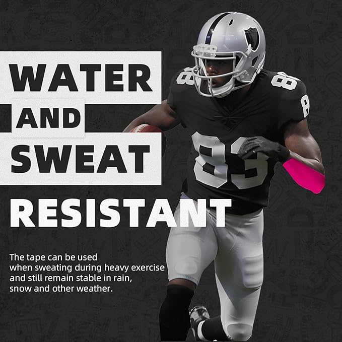 OK TAPE Turf Tape, Precut Extra Wide Turf Tape Footabll Turf Burn, Pink Athletic Tape Waterproof, Durable and Super Sticky Kinesiology Tape, 4in x 21ft (4in x 15.75in/16pcs)