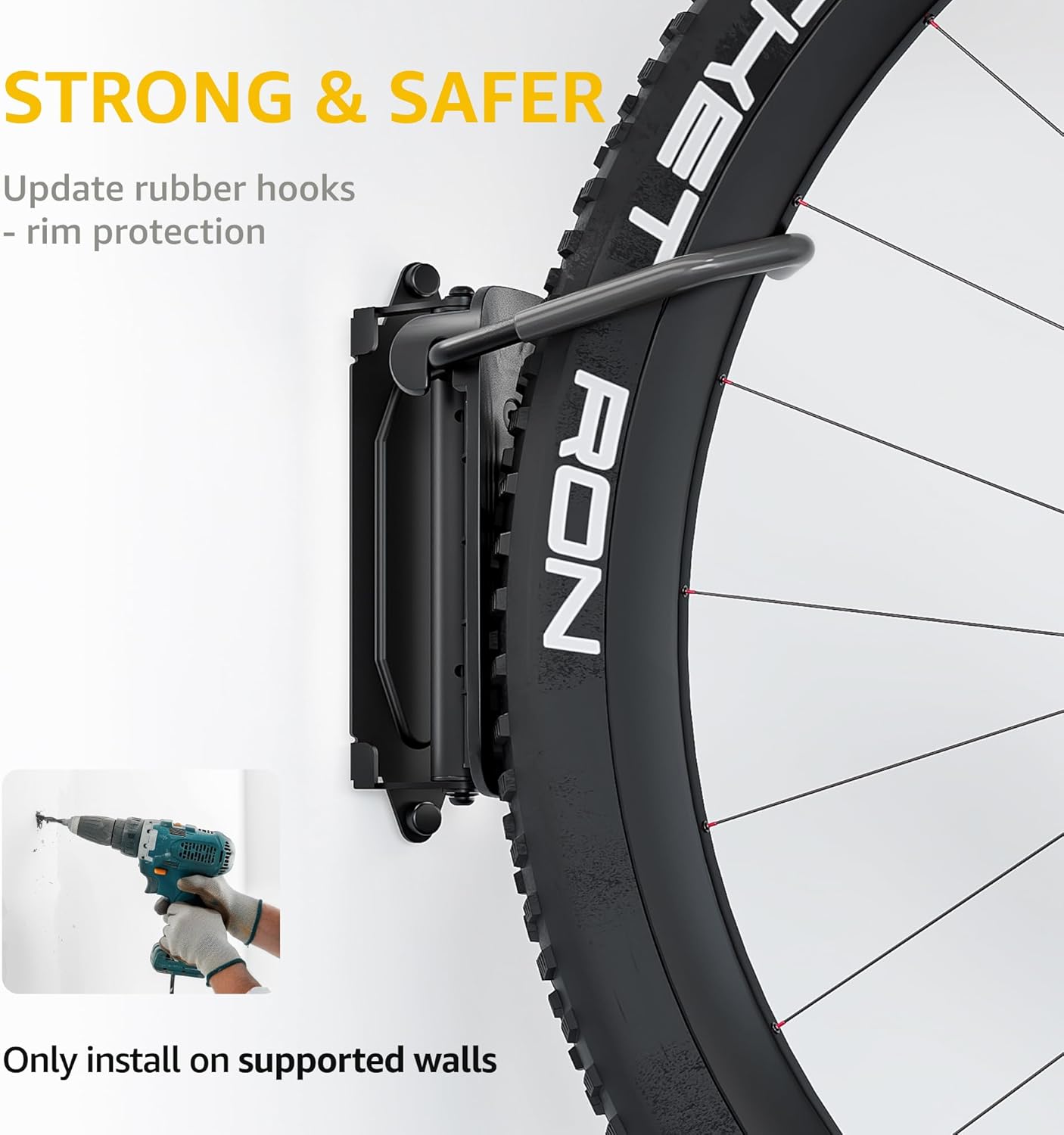 monTEK Swivel Bike Wall Mount – 4 Pack Garage Bike Hanger & Space-Saving Vertical Bike Rack for Garage & Apartment, Sturdy Bike Storage Hook Holds 66 lbs, Easy Installation & Scratch-Proof Design