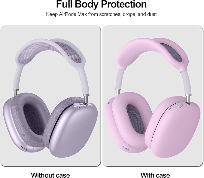 Silicone Case Cover for AirPods Max Headphones, Anti-Scratch Ear Pad/Ear Cups/Headband Cover for AirPods Max, Soft Sweat-Proof Silicone Protector Accessories for Apple AirPods Max (Violet)