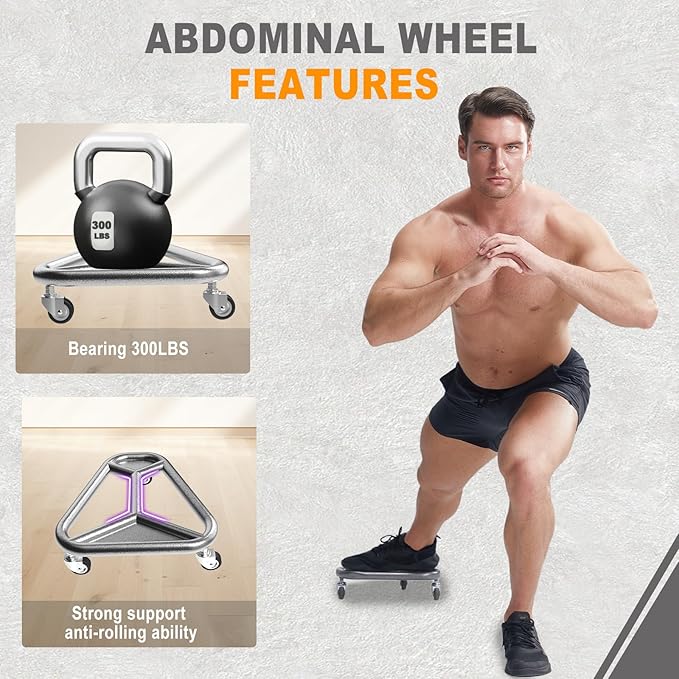 HOTWAVE Ab Roller Wheel for Core Workout – Extra-Wide Ab Exercise Equipment for Abs, Arms & Back – Stable & Quiet Fitness Roller for Home Gym Strength Training – Includes Knee Pad – For Men & Women
