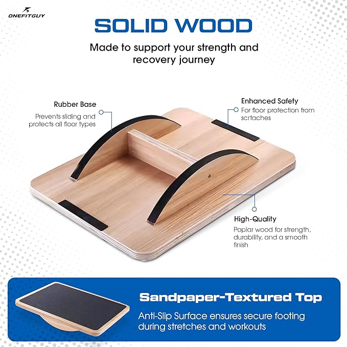 Wooden Balance Board for Adults, Wobble Board for Core Strength & Stability Training, Non Slip Surface, 550lb Capacity, Home & Office Exercise Use