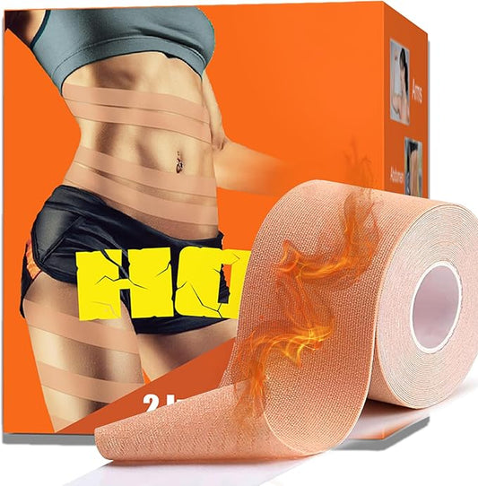 Akissos Heat Hot Kinesiology Tape Pads Pain Relief Patches Multi Purpose Kinesiology Recovery Tapes for Back, Shoulder, Knee, Joint, 1 Second Activated Heating, 24 Hours Warm, 2" Wide 16.5 Feet High