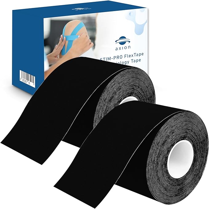 Kinesiology Tapes 2 Uncut Rolls Black | Waterproof • Skin-Friendly • Elastic • Self-Adhesive Fitness Bandage | Physio Tape Ideal for Sports & Everyday Use - axion