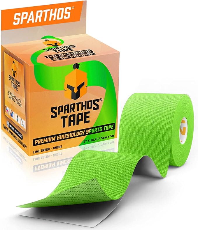 Sparthos Kinesiology Tape - Incredible Support for Athletic Sports and Recovery - Free Kinesiology Taping Guide! - Uncut 2 inch x 16.4 feet Roll
