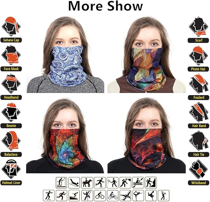 Neck Gaiter Headband Headwear Head Wrap Face Mask Magic Scarf Bandana for Men and Women
