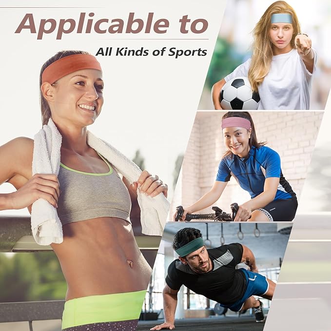 Headbands for Women Non Slip - 7PCS Fashion Sports Hair Bands for Women's Hair, Soft Cotton Cloth Stretchy Headbands for Women for Workout Yoga Running