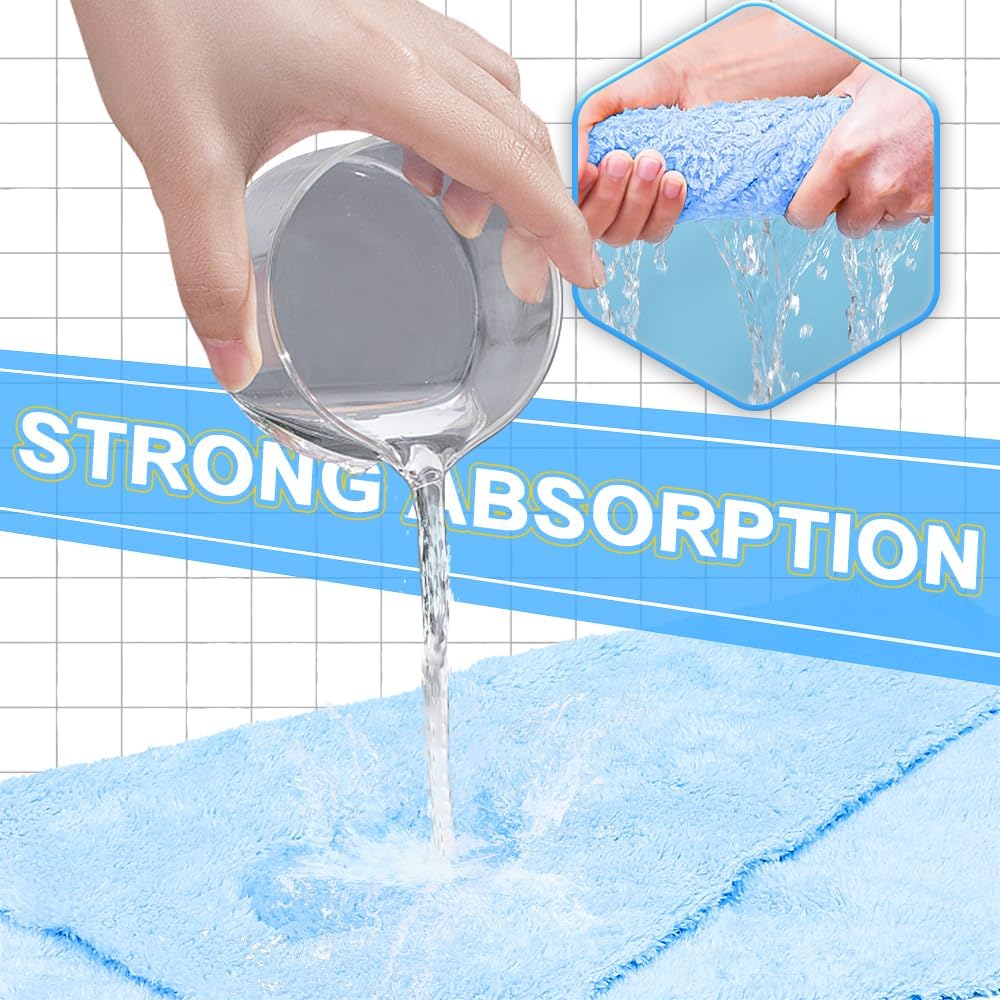 Car Wash Drying Towels,Coral Fleece , For Car,SUV,RV,Motorcycle ,Boat,Home ,Kitchen,Absorbent, Lint-Free, Extra Soft,Reusable and Durable,Interior Microfiber Rags 16in x 16in-12 Packs Blue+Yellow+Grey