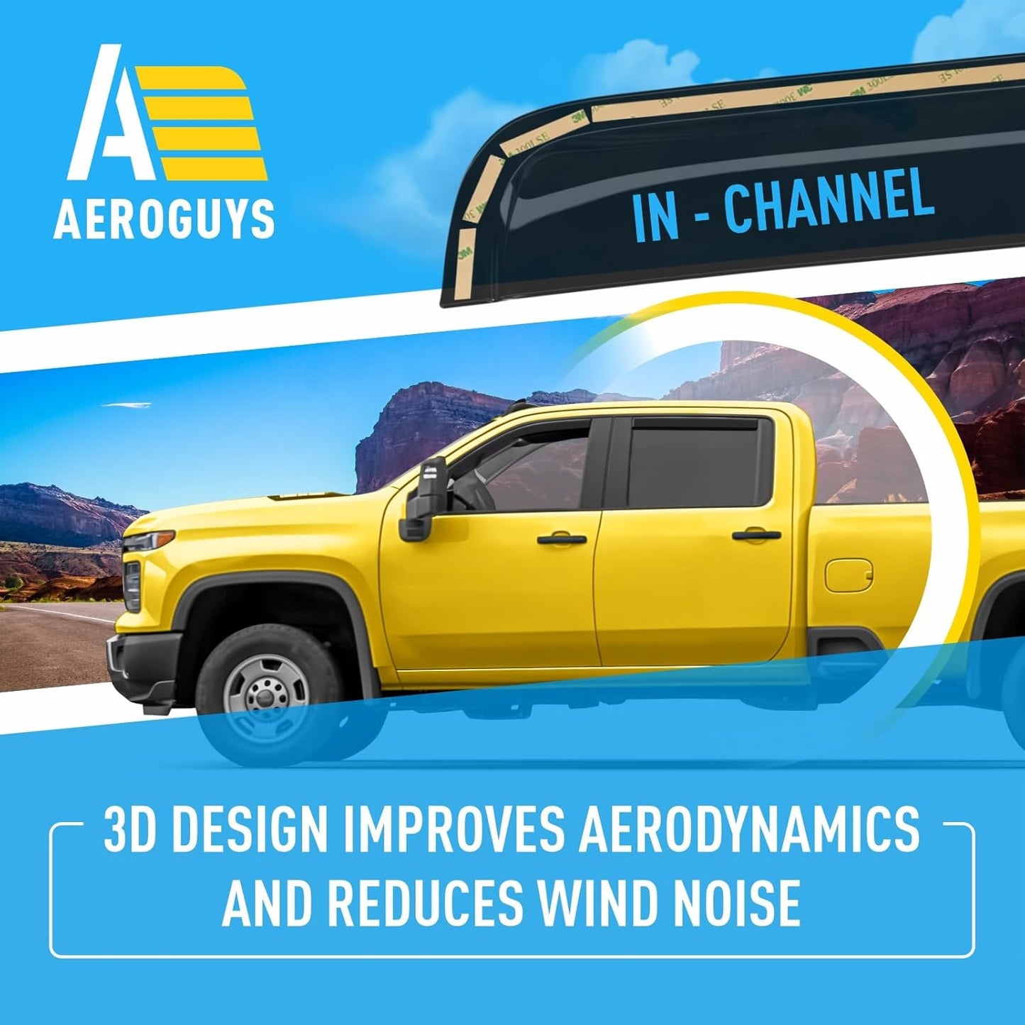 Extra Durable Window Deflectors In-Channel Visors Rain Guards Fit for Chevy Silverado/Sierra 2500HD/3500HD 2020-2025 Crew Cab, Sun Visors, Wind Vent for Shades, Exterior Car Accessories - 4pcs. AG0141