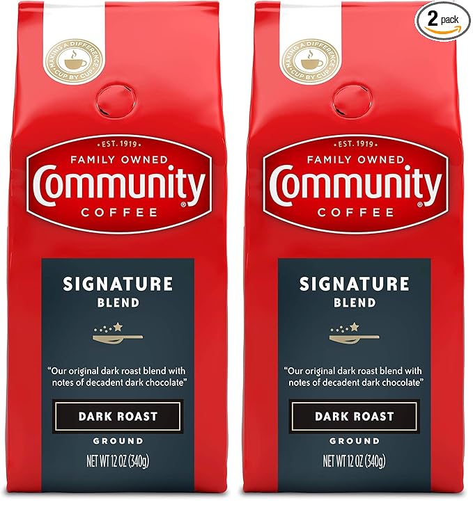 Community Coffee Premium Ground Coffee, Signature Blend, Dark Roast, 12 Ounce (Pack of 2)