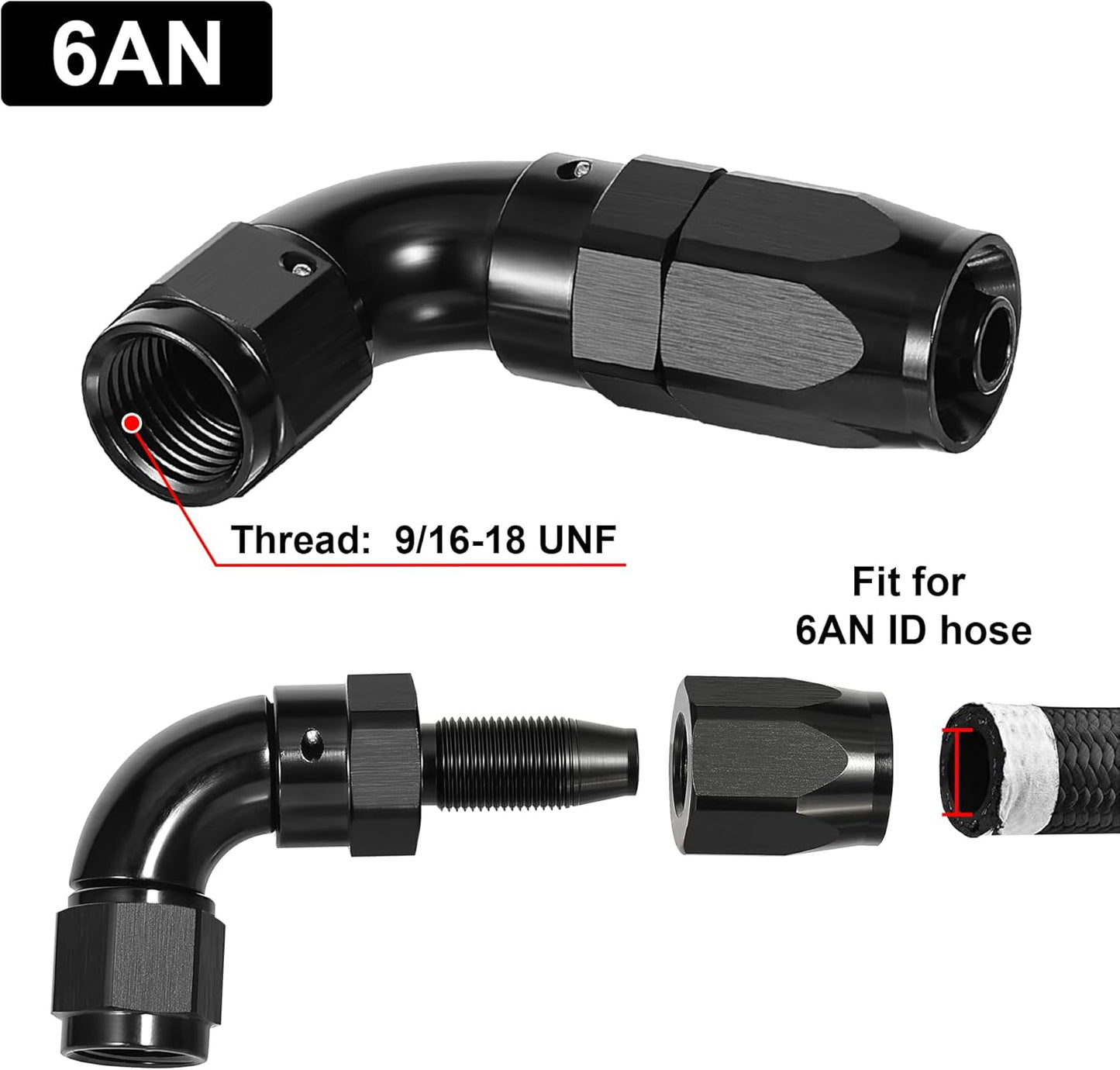 EVIL ENERGY 6AN 90 Degree One Piece Full Flow Hose End Fitting Swivel For CPE Braided Hose