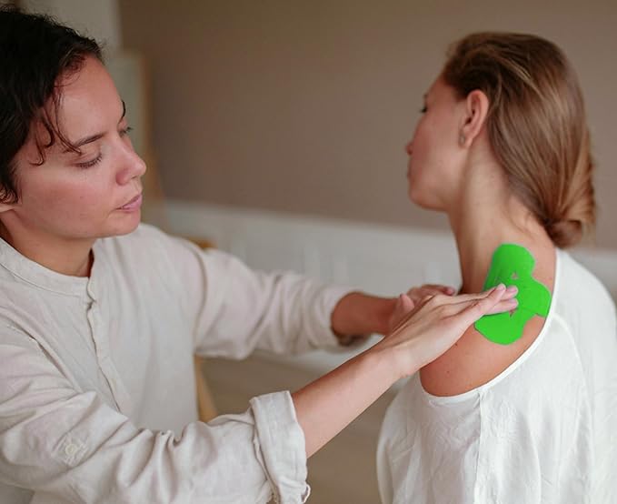 JB Tape, Precut Kinesiology Strips 4 Rolls- (80 Count, 10") Elastic, Latex-Free, Water Resistant, Athletic Sports Tape for Body, Joint & Muscle Support. (Green)