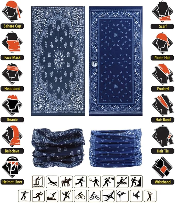 Neck Gaiter Headband Headwear Head Wrap Face Mask Magic Scarf Bandana for Men and Women