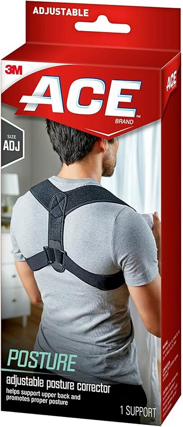 ACE Brand Posture Corrector, Posture Correction, Adjustable, Hook-and-Loop Shoulder Straps Provide Secure Fit, Posture Support Fits Discreetly Under Clothing, One Size Fits Most