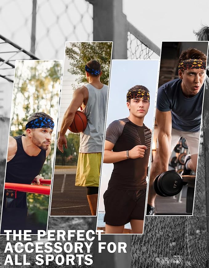 Headbands for Men & Women, Sweat Headband Non-Slip Sweatband Sports Running Cycling Yoga Basketball Workout Football Training