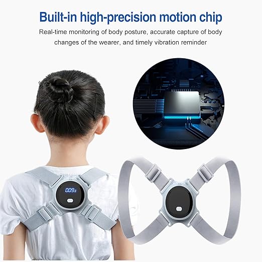 Smart Posture Corrector - Adjustable Upper Back Brace with Vibration Intelligent Posture Reminder, Posture Trainer for Kids, Help to Keep Right Posture (W3000)