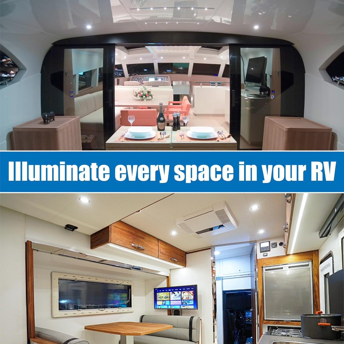 12 Volt 3 Inch Ultra Thin LED Recessed Ceiling Lights for RV Interior 3W 6000K 12V LED Downlights Dimmable RV Puck Lights for Camper Van Boat Under Cabinet Lighting, 6Pack