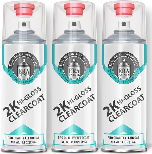 ERA Paints 2K High Gloss Automotive Clear Coat Spray/Aerosol Can – Professional Quality & Finish - Easy to Use – Best Value (3 pack)