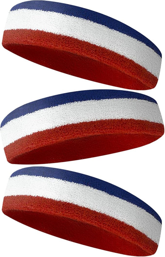 Sweatbands Sports Headband for Men & Women - Terry Cloth Moisture-Wicking Sports Towel Headband for Tennis, Basketball, Running, Gym, and Fitness Working Out