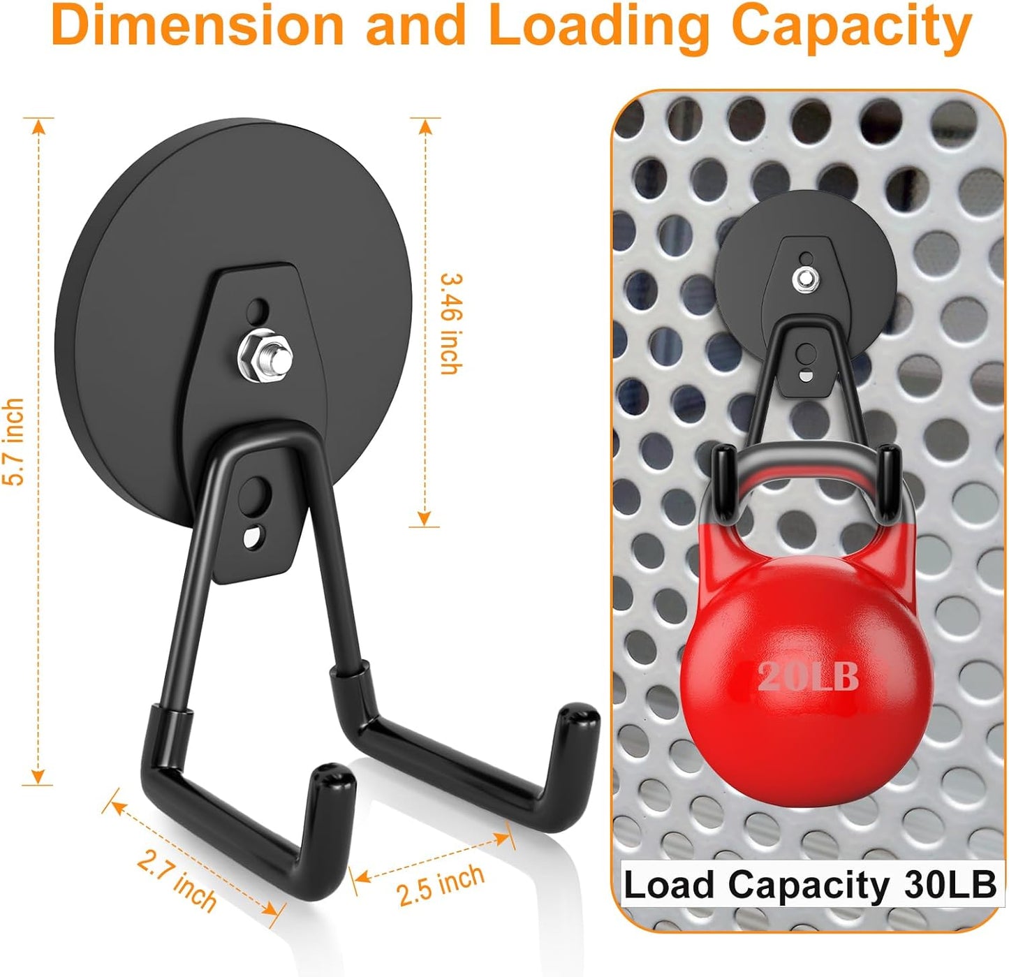 ENUODA Strong Magnetic Hooks Heavy Duty 2 Pack Garage Hooks Heavy Duty Magnet Utility Hooks for Hanging Yard Tools Extension Hose Power Tools Workshop Organization Outdoor Indoor, 25Lbs