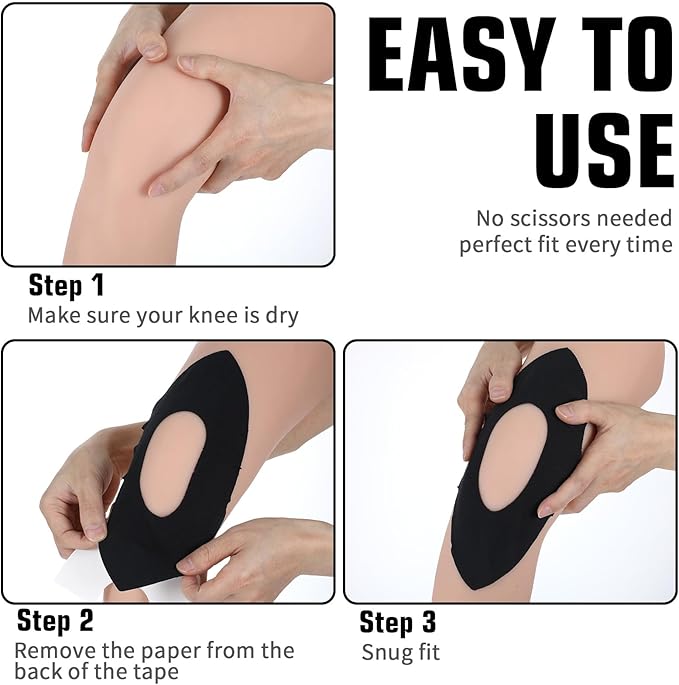 Kinesiology Kinetic Tape for Knee 10 Pcs Precut Kinesiology Sports Tapes for Knee Pain Relief Knees Support & Stability Upgrade Knees Bands Waterproof & Elastic Athletic Tape