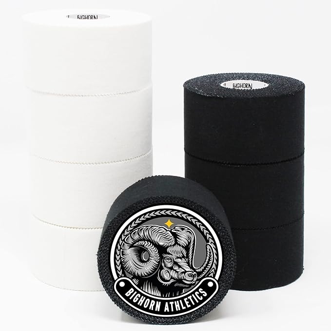 Bighorn Athletics Sports Tape | EZ-Tear Black Athletic Tape for Wrist, Ankle & Foot Support | Zinc Oxide Infused & Latex-Free Adhesive, Breathable Cotton Fabric, 1.5-Inch x 45-Feet, 4 Rolls, Black