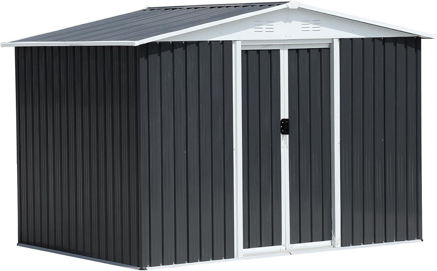 8x6 FT Outdoor Storage Shed,Metal Shed with Sliding Door & Air Vent,Garden Shed W/Sloped Roof,All Weather Waterproof Tool House for Backyard,Patio,Garage,Lawn,Grey