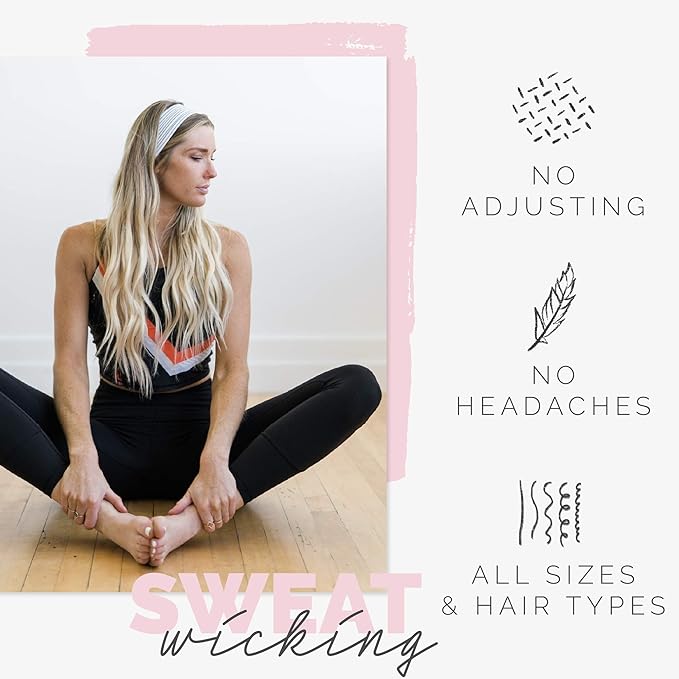 Maven Thread Women's 2" Wide Non Slip Sweat-Wicking Headband for Exercise and Yoga, 2-Pack