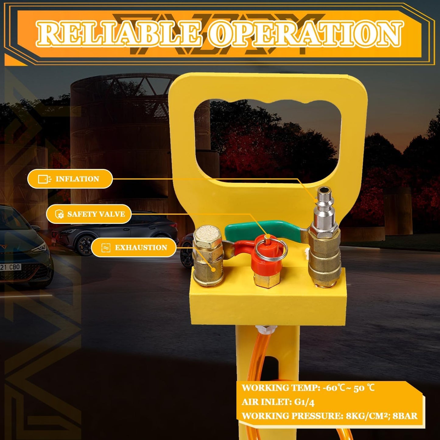 5T Triple Bag Air Jack 11000lbs Pneumatic Jack 3s Fast Lift Up 16in Airbag Jack with Adjustable Long Handle Heavy Duty Triple Air Bag Jack Lift for Cars Garage (Yellow)