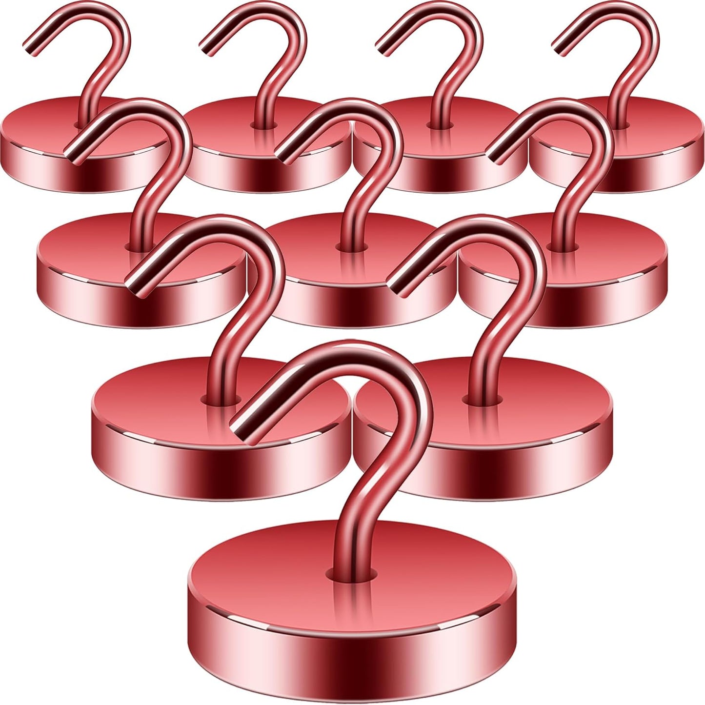 Neosmuk Magnetic Hooks, Cruise Ship Essentials, 100lb+ Heavy Duty Magnetic Hooks for Cruise Cabins, Refrigerator, Grill, Hanging, and Travel | Extra Strong Must-Haves Magnet Hook,Red