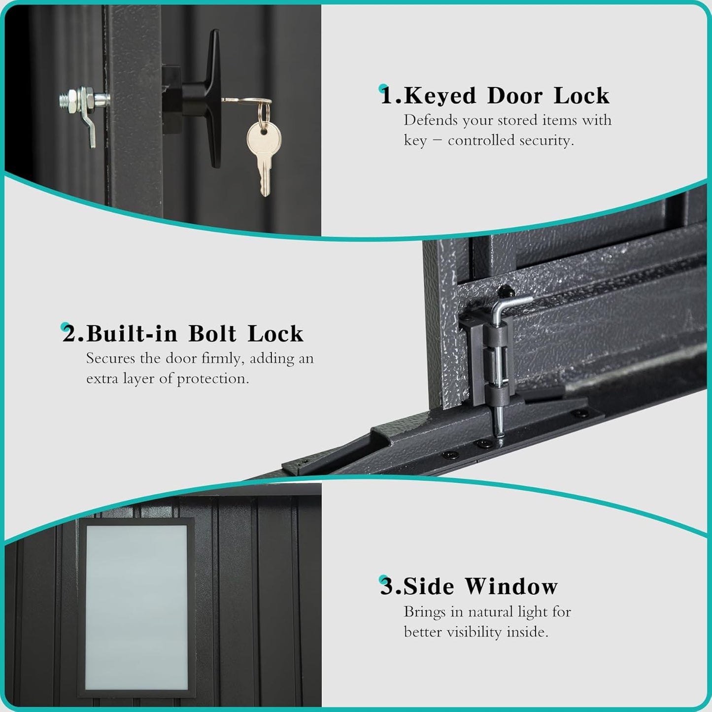 Domi 12x25FT Outdoor Metal Garage Shed, Extra Large Carport with Skylights & Dual-Entry, Backyard Storage Shed for Car, Truck, Lawn Mower and Tool, Dark Grey