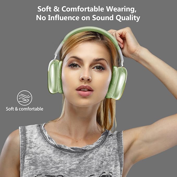 for AirPods Max Case Clear,3 in 1 Clear Soft TPU Ear Cups Case Cover/Ear Pad Case Cover/Headband Cover for Airpods Max Case Cover,Case for AirPod Max Headphone Accessories-Green