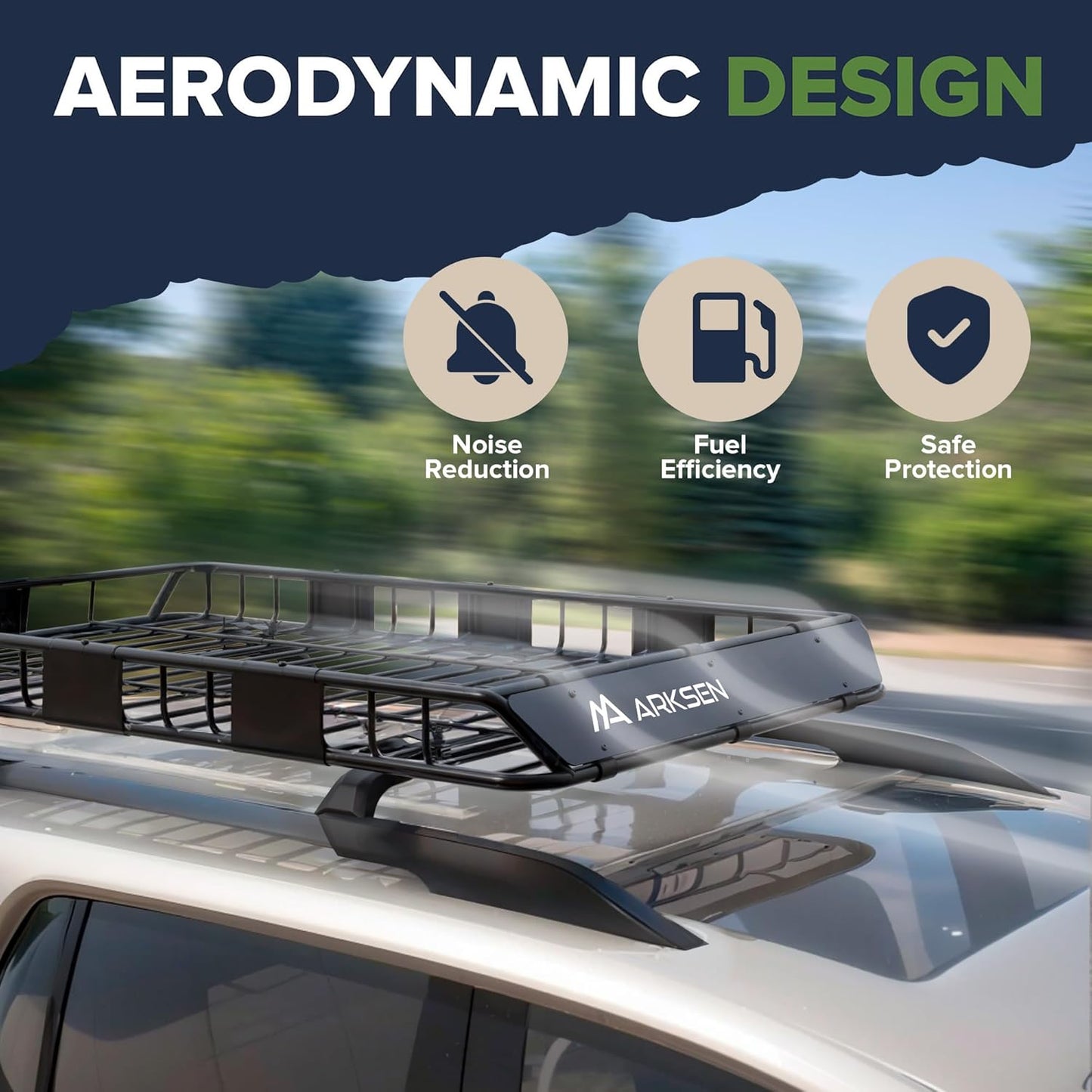 ARKSEN 64 x 39 x 5 Inch Upgrade Universal Roof Rack - 150Lbs Capacity Heavy Duty Rooftop Cargo Carrier with Extension for Car, SUV & Pickup, Durable Steel, Easy Install, Spacious Storage