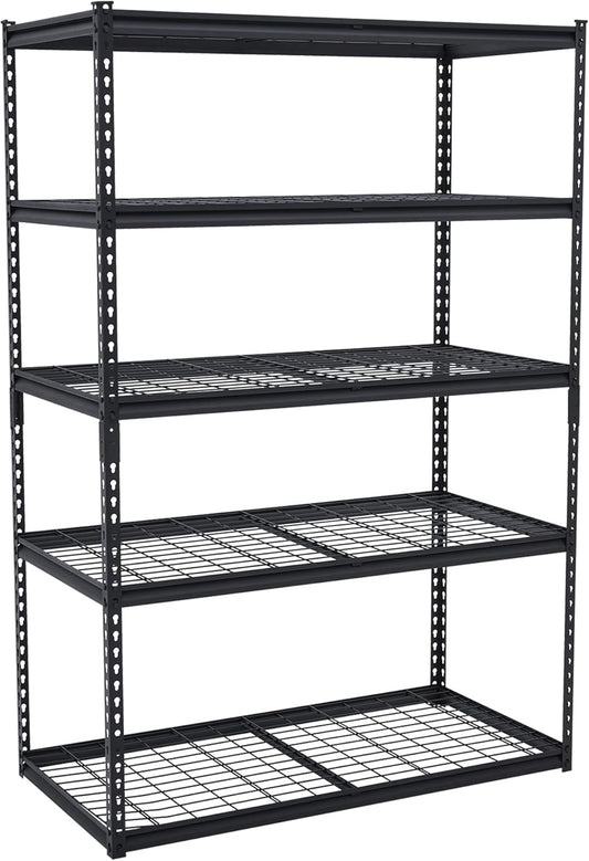400LBS Storage Shelves，71" H x 48'' W x 24" D Storage Shelves, 5-Tier Industrial Heavy Duty Storage Shelves, Steel Shelving with Adjustable Rack, Black