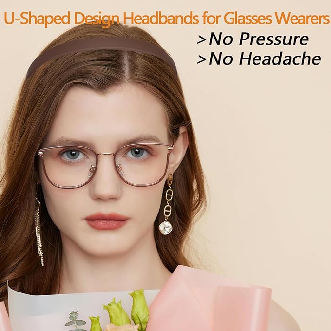 6 Pack Flex No Pressure Headbands for Women - Designed for Eyewear, Matte Finish, Comfortable Plastic With Teeth