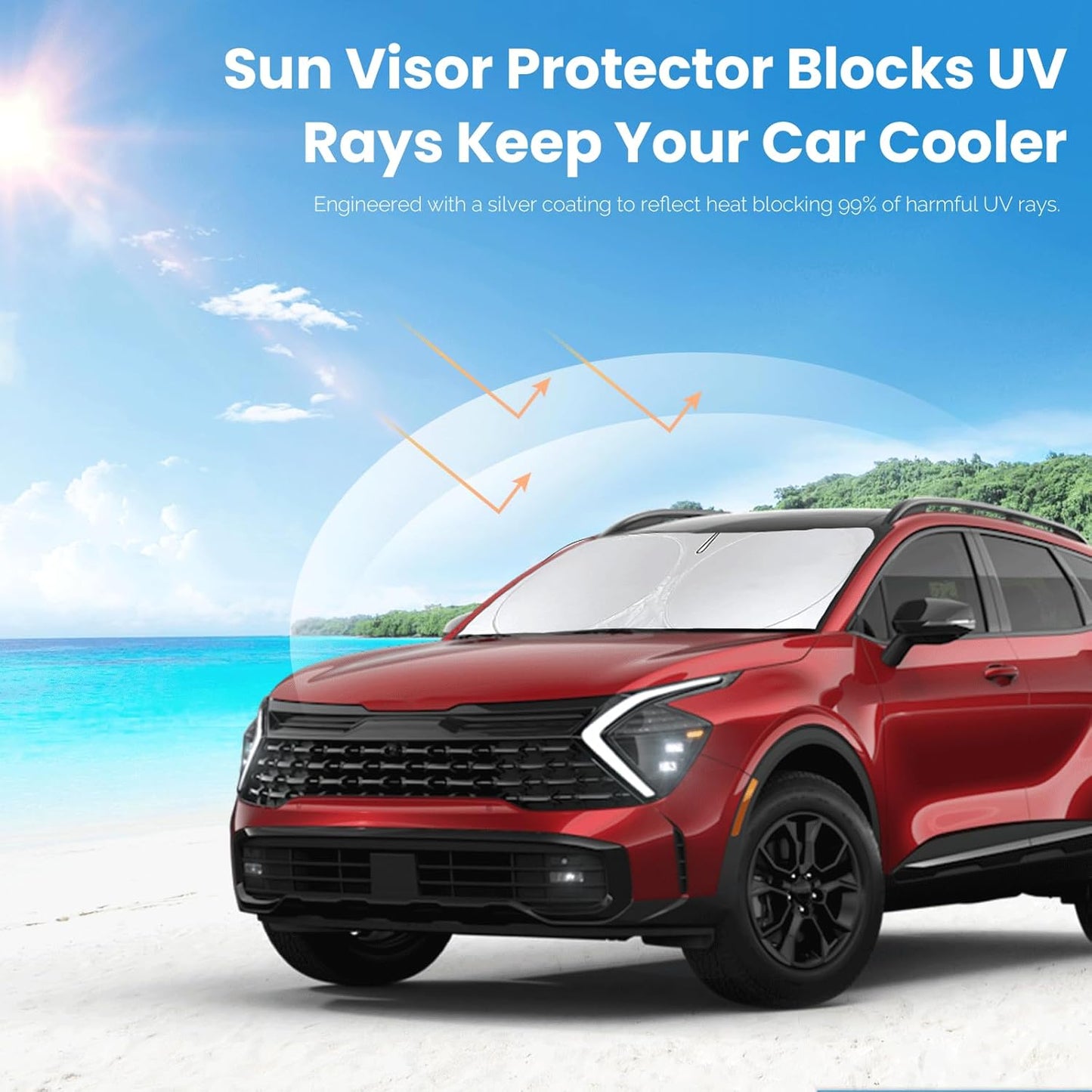 Custom Fit Sportage Windshield Sunshade for 2022-2023 2024 2025 KIA Sportage Front Window Shades Cover for Windshield Sun Visor Protector Reflector Block Heat and Sun Protection Cooler Accessories