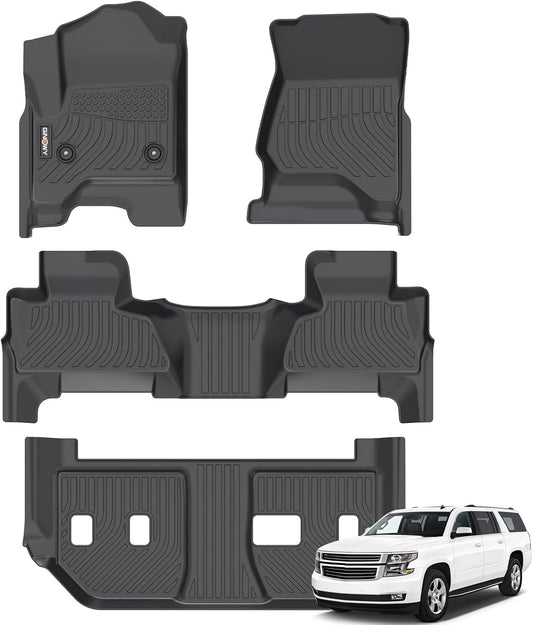 GINOWY-Floor Mats for Chevy Suburban/GMC Yukon XL 2015-2020 2nd Row with Bench Seat, All Weather Car Floor Mats Non-Silp Suburban 2020 Accessories Rubber Floor Liners