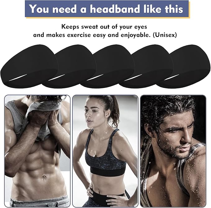 Sports Headbands for Men,Mens Running Headband Moisture Wicking Workout Headband,Running,Cycling,Basketball,Yoga,Football,Unisex