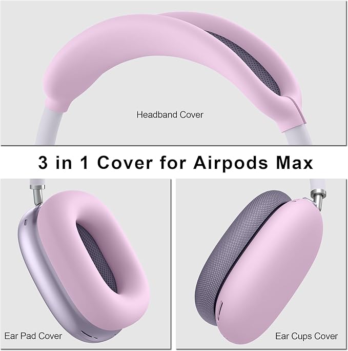 Silicone Case Cover for AirPods Max Headphones, Anti-Scratch Ear Pad/Ear Cups/Headband Cover for AirPods Max, Soft Sweat-Proof Silicone Protector Accessories for Apple AirPods Max (Violet)