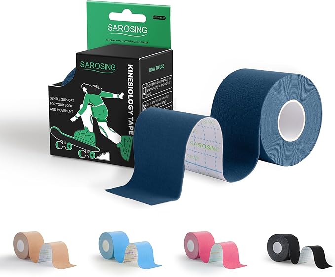 Kinesiology Tape for Knees | Sports Tape,Kinetic Tape, Elastic Athletic Tape for Protecting Knees, Shoulders | Waterproof Physio Tape and Hypoallergenic| 2" x 16 ft,Gray Blue