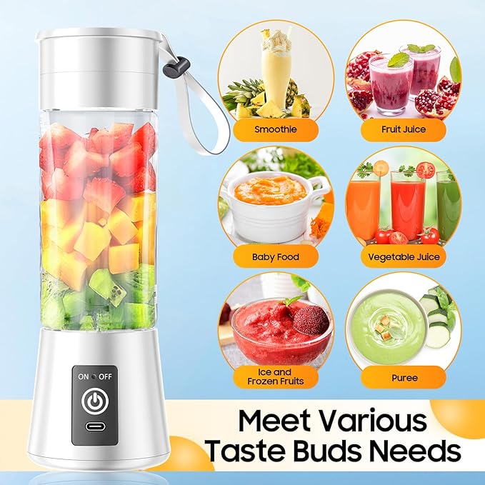 Portable Personal Size Mini Blender - 2025 Upgraded Cordless Blender for Smoothies & Shakes, Type-C Rechargeable, 380Ml Traveling BAP Free Juicer Cup for Sports/Travel/Home, 20000Rpm/Min Speed