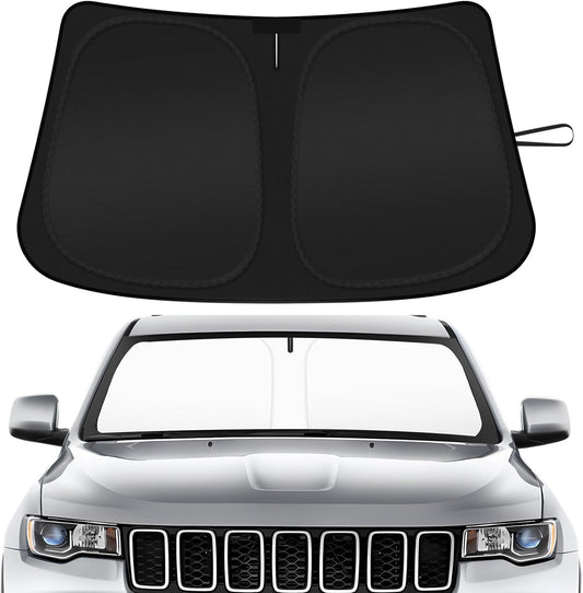 Car Windshield Sun Shade Compatible with 2014-2024 2025 Jeep Grand Cherokee Accessories Foldable Front Window Sunshade Custom Windshield Sun Visor