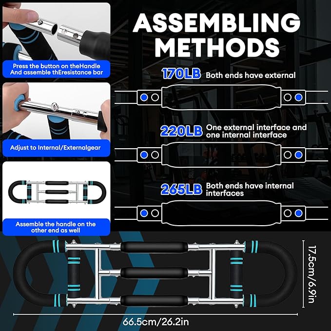 Twister Arm Trainer – Adjustable 170-265lb Resistance Chest Exerciser for Men, 2025 Upgraded Chest Bar for Full-Body Strength Training