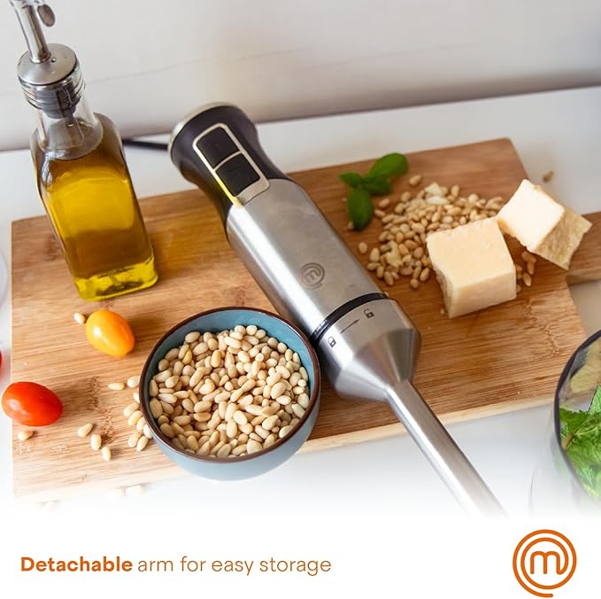 MasterChef Immersion Blender Handheld, Stainless Steel Hand Held Blending Stick Emulsifier, Puree Blender for Making Baby Food, Soup, Sauces etc, Powerful 400W Motor with Variable Speed Control