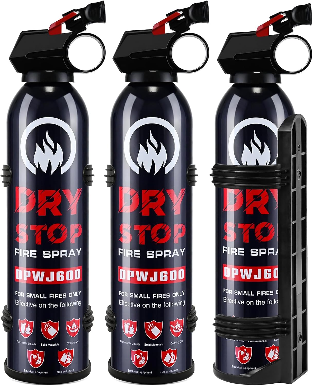 3Pack Dry Stop Fire Extinguisher for Home - Auto Fire Extinguisher for Truck Vehicle, 600g Dry Chemical Powder A B C Fire Extinguisher for Kitchen, Car, Boat, Marine, Portable Use (3 Blue)